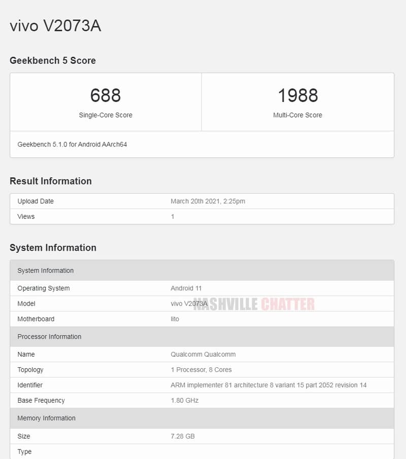 Vivo iqoo Z3 Geekbench