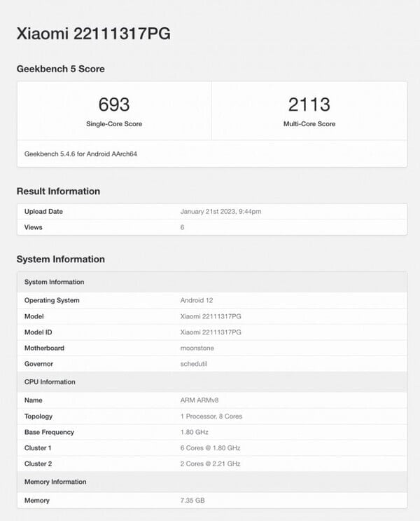 Poco X5 pe Geekbench